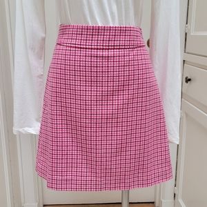 New! J. Crew sz 14 Pink Houndstooth Wool Mini Skirt NWT